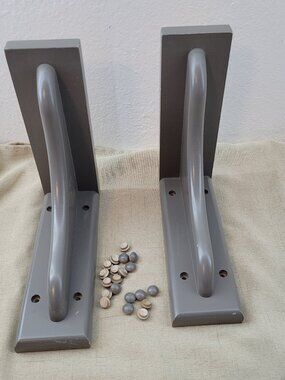 Solid Wood Corbels Pair with Plugs Gray Quality 9x9x3 Shelf Bracket